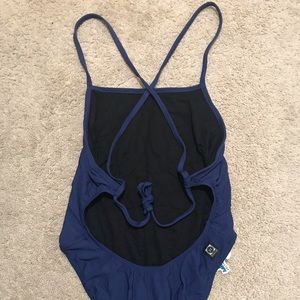 JOLYN NAVY BLUE TIE-BACK SWIMSUIT